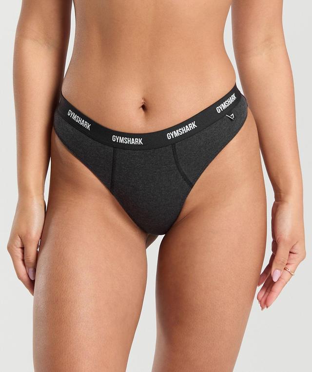 Gymshark Rib High Rise Thong - Midnight Black Marl Female Product Image