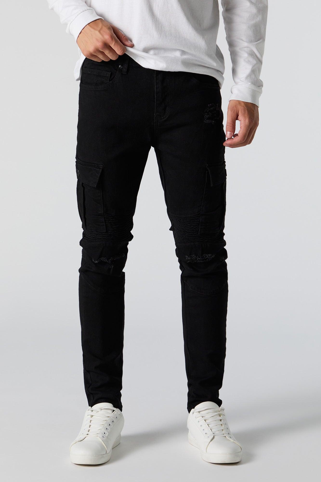 Distressed Skinny Moto Cargo Jean Male Product Image