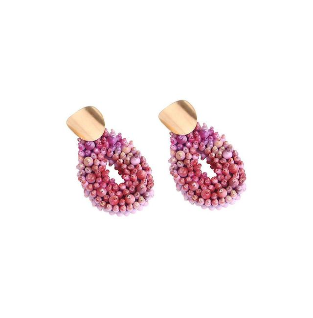 Sohi Womens Pink Beaded Teardrop Earrings Product Image