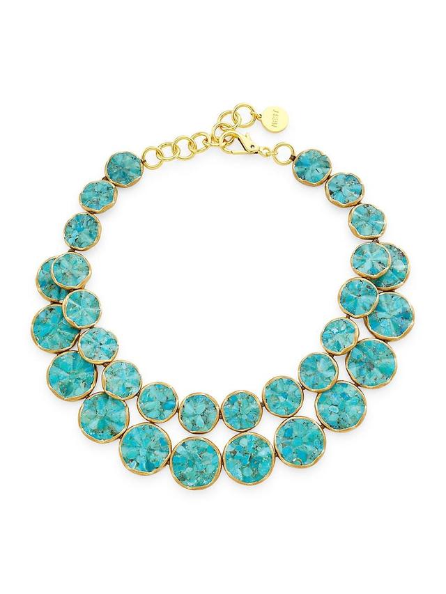 Womens 22K Gold-Plated & Turquoise Wavy Statement Necklace Product Image