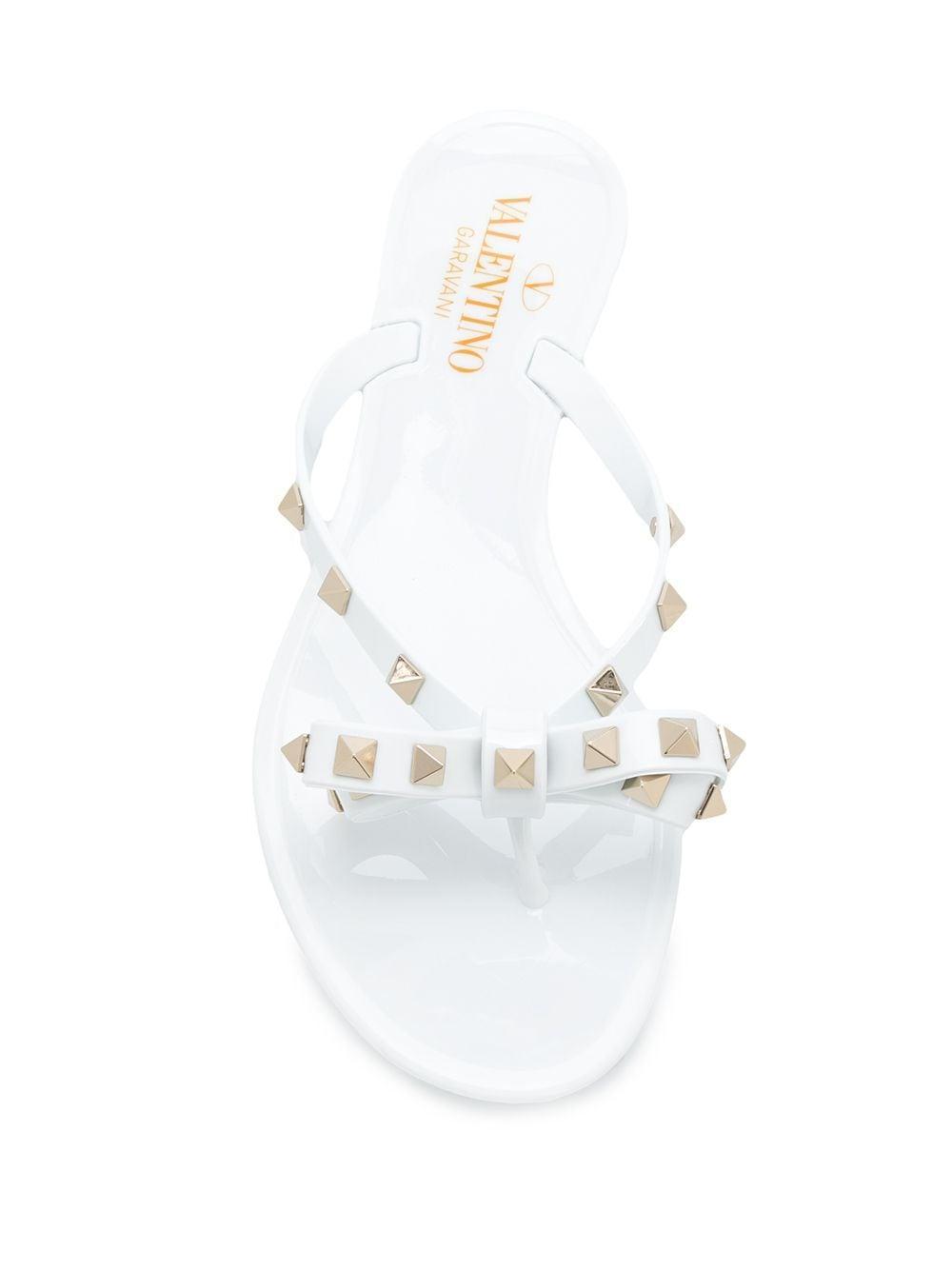 Rockstud Rubber Thong Sandals In White Product Image