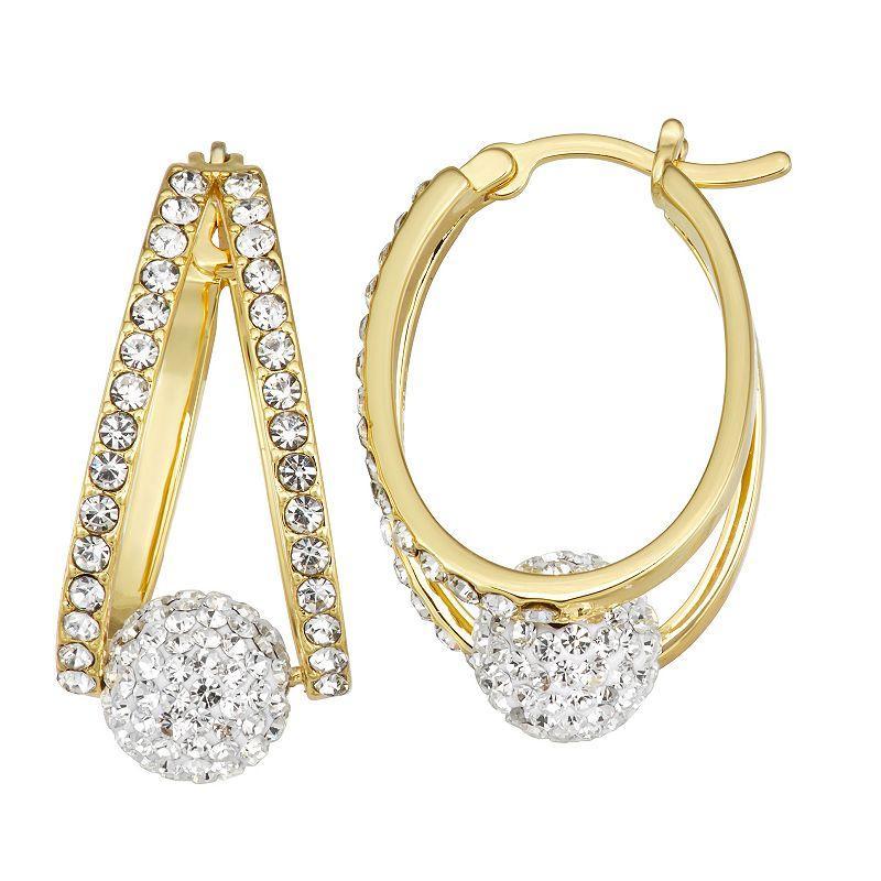 Chrystina Crystal Split Hoop Earrings, Womens, Gold Tone Product Image