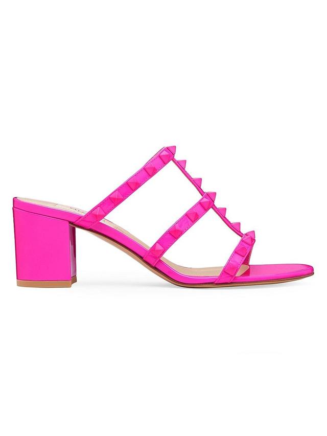 Womens Rockstud Patent-Leather Slide Sandals Product Image