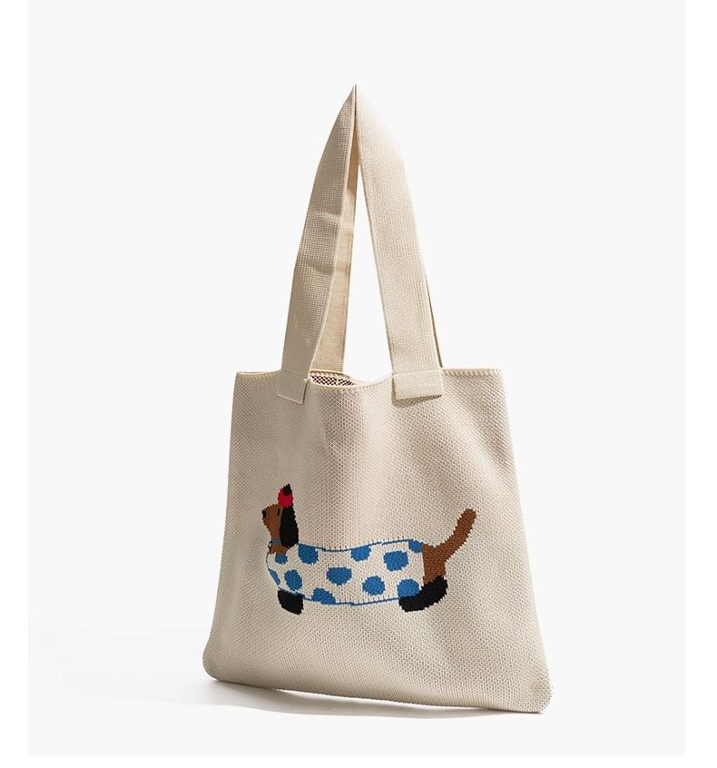 Dog Print Knit Tote Bag Product Image