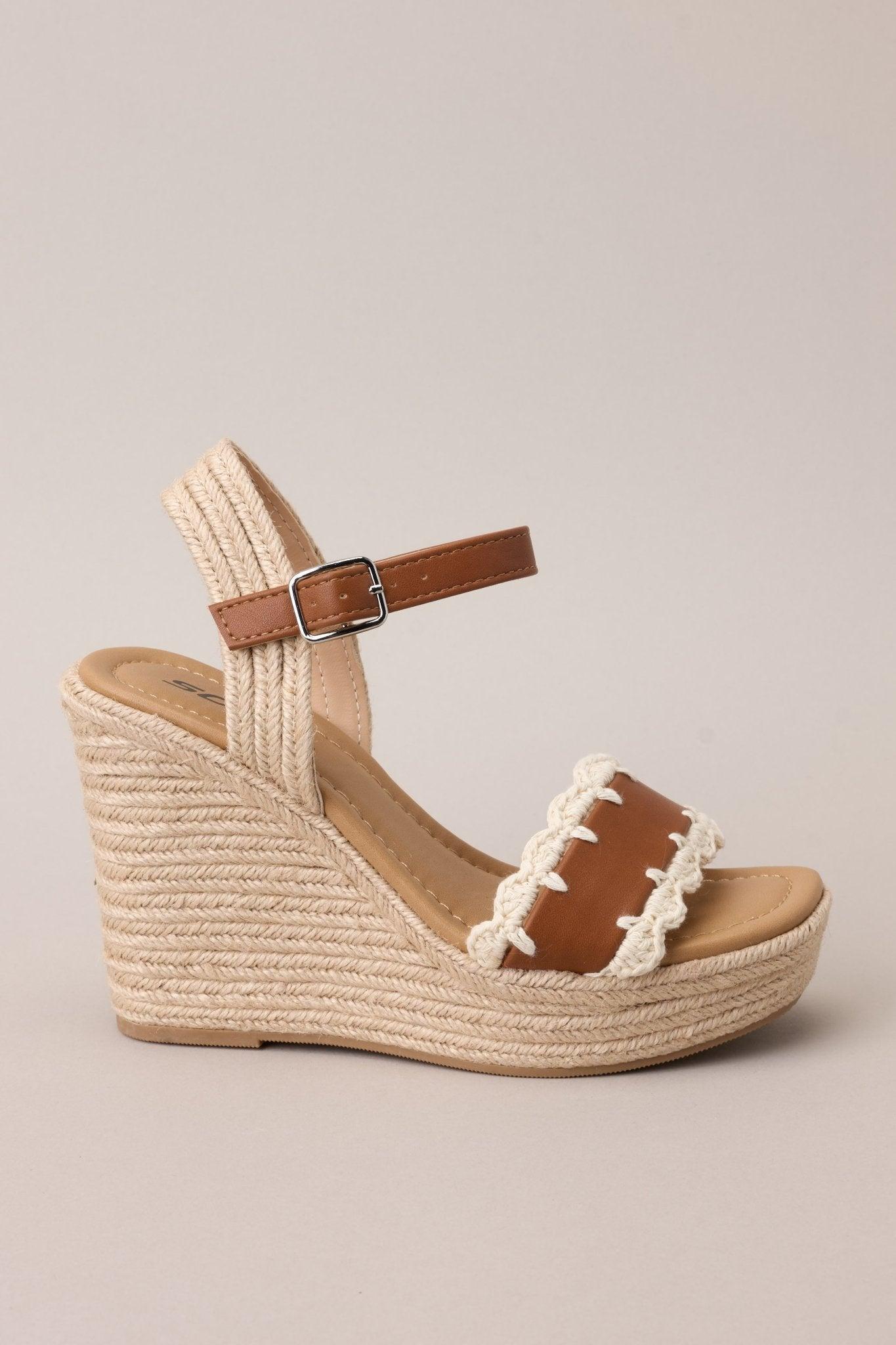 Escape to Sea Tan Scalloped Espadrille Wedge Sandals Product Image