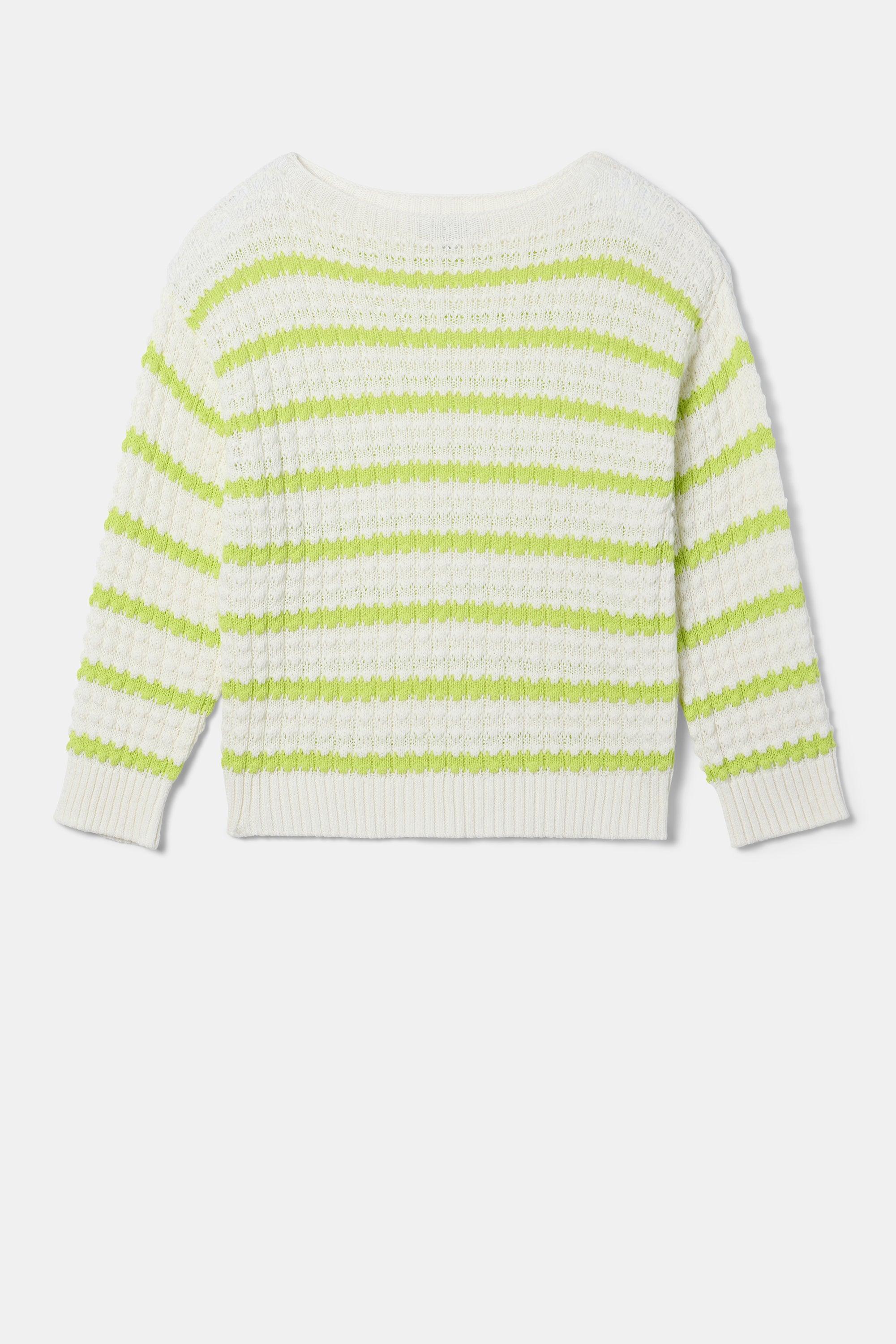 Stripe Novelty Sweater - Ivory Lime Stripe Product Image