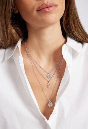 Kori Fine Layered Coin and Cross Necklace Product Image