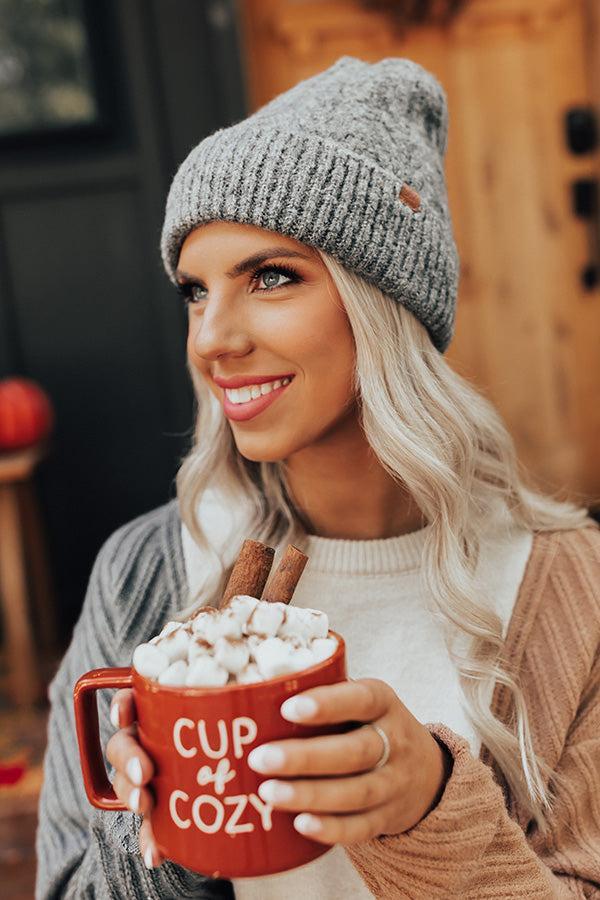 Snowfall Feels Cable Knit Beanie In Charcoal Product Image