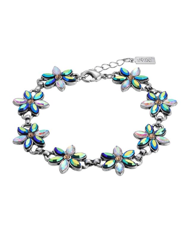 1928 Jewelry Silver Tone Flower Crystal Ab Bracelet, No Size Product Image