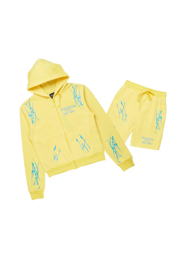 Destinee Yellow Zip Up Short Set Female Product Image