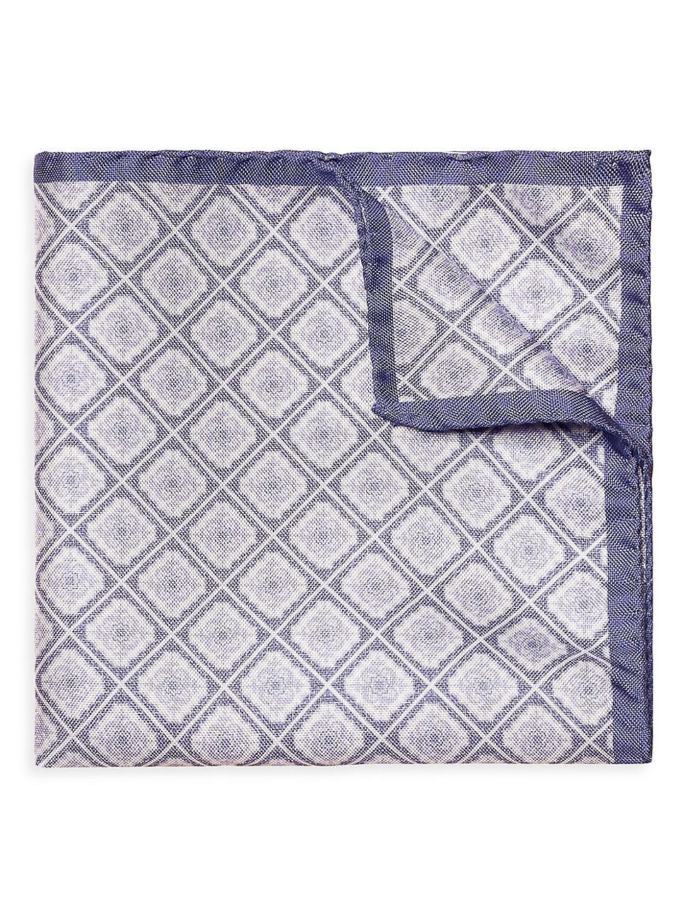 Mens Medallion Print Silk Pocket Square Product Image