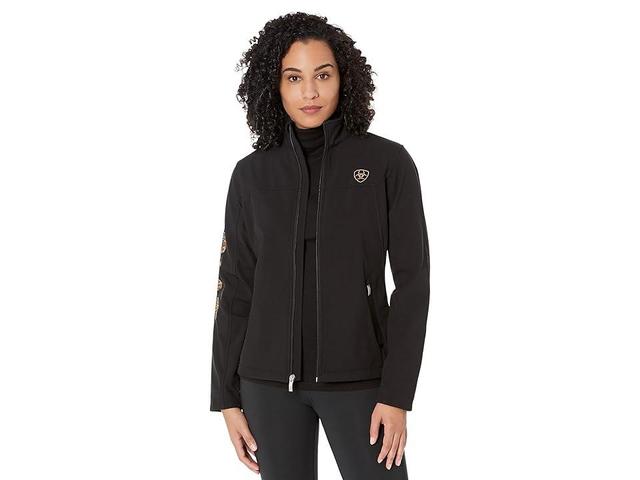 Ariat New Team Softshell Jacket (Black/Leopard) Women's Clothing Product Image