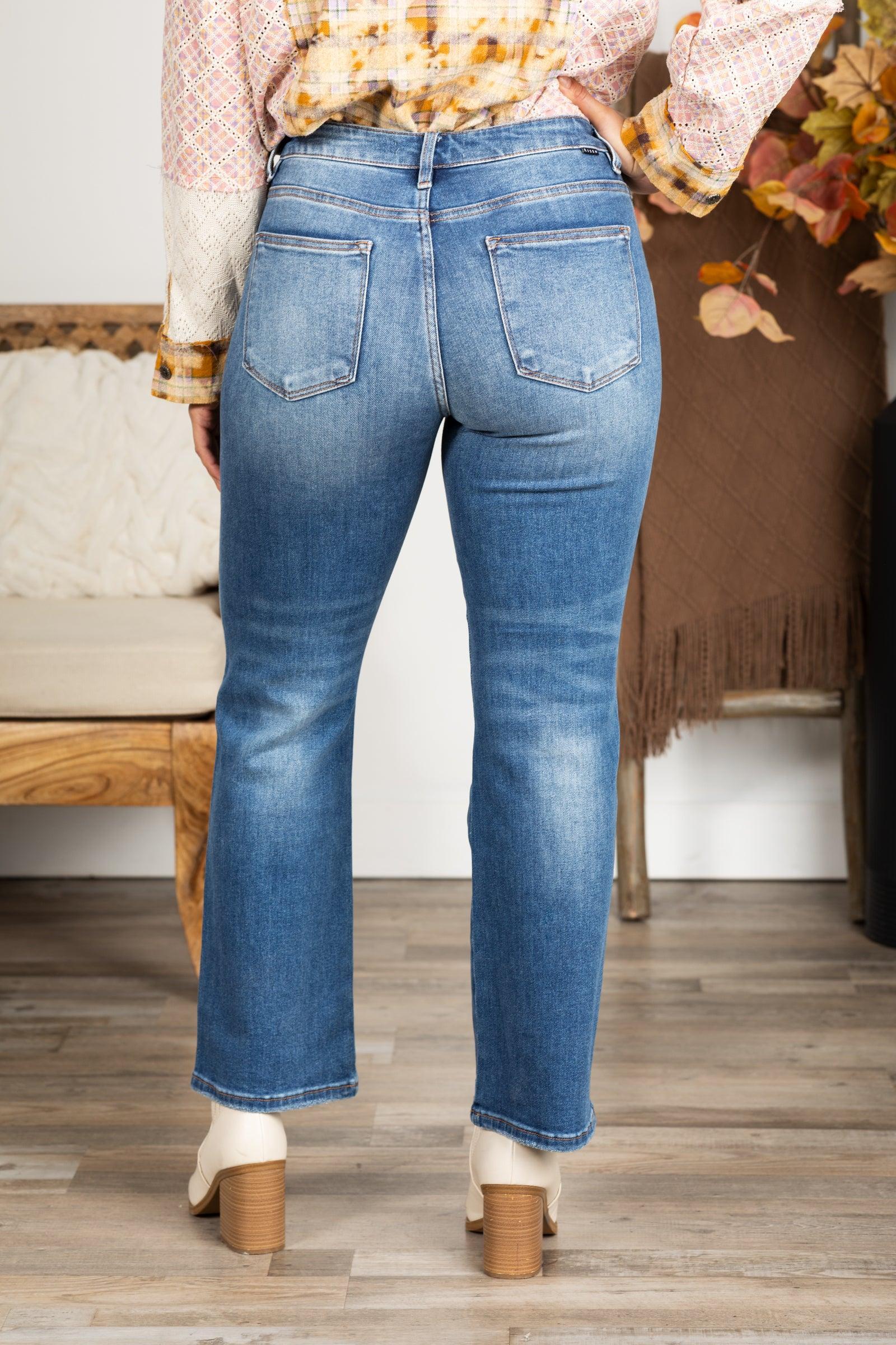 Risen Dark Tummy Control Ankle Straight Jeans Product Image