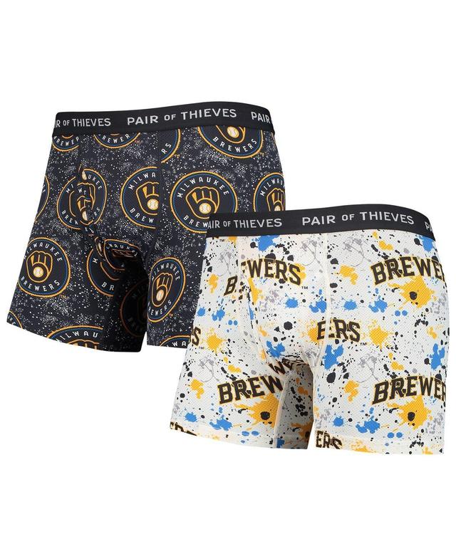 Mens Pair of Thieves White and Navy Milwaukee Brewers Super Fit 2-Pack Boxer Briefs Set - White Product Image