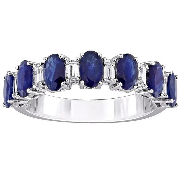 Stella Grace 14k White Gold Blue Sapphire & 1/3 Carat T.W. Diamond Anniversary Band Ring, Womens Product Image