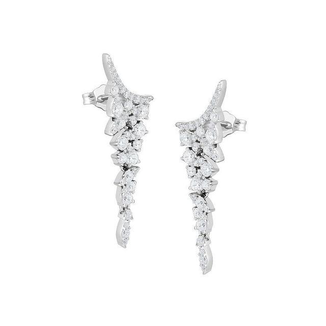 Judy Crowell Sterling Silver Multi Shape CZ Graduated Drop Earrings, Womens Product Image