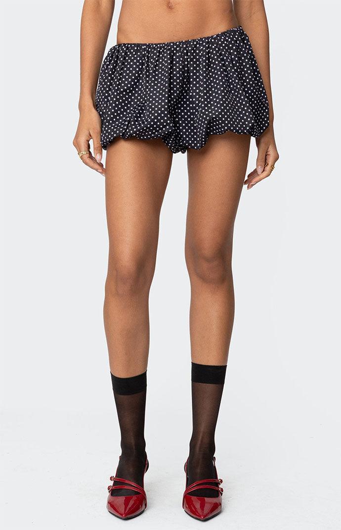 Edikted Women's Liz Polka Dot Bubble Shorts in Black/White - Product Image