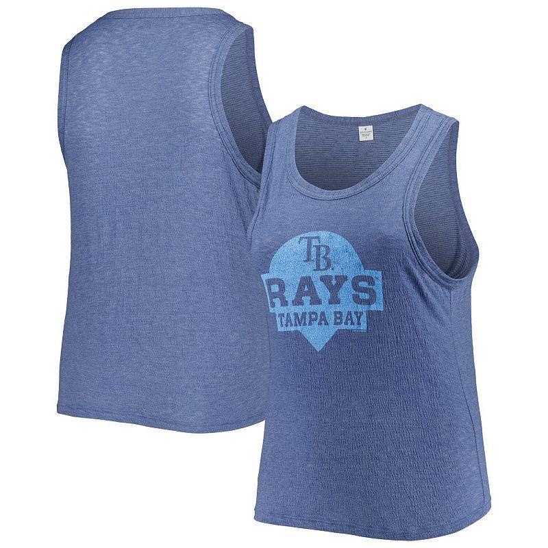 Womens Soft as a Grape Tampa Bay Rays Plus Size High Neck Tri-Blend Tank Top Blue Product Image