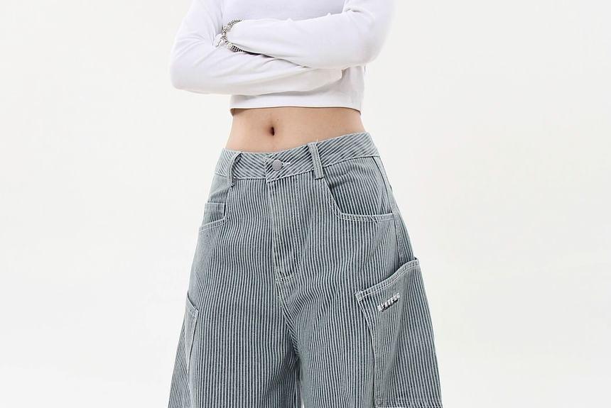 High Rise Striped Wide Leg Pants Product Image