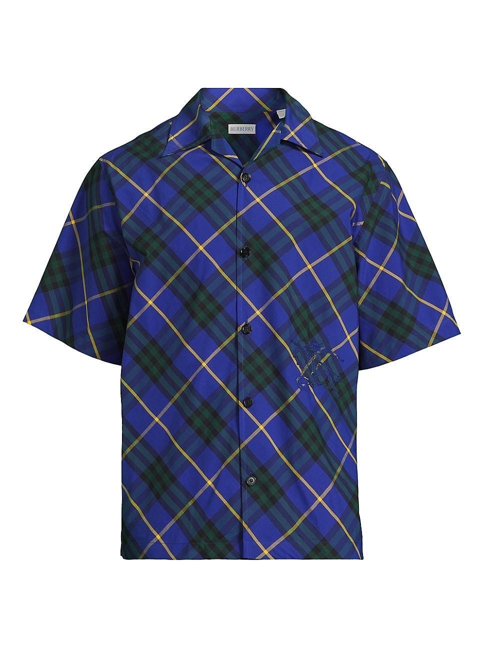 Mens Checked Equestrian Knight Cotton Camp Shirt Product Image