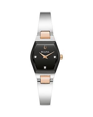 Bulova Womens Modern Gemini Diamond Accent Stainless Steel Bangle Bracelet Watch 23mm Product Image