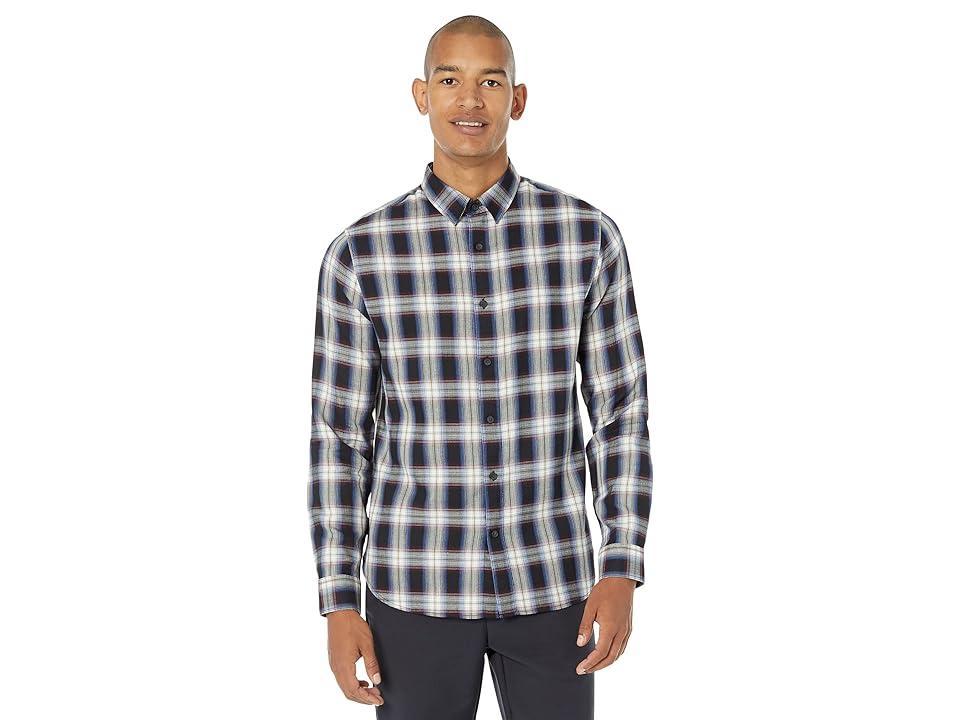 Vince Fountain Shadow Plaid Long Sleeve (Black/Deep Wine) Men's Clothing Product Image