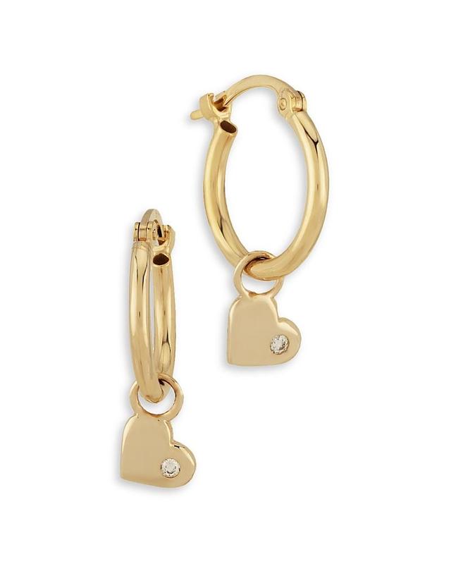 Bloomingdales Diamond Heart Dangle Hoop Earrings in 14K Yellow Gold, 0.02 ct. t. w. - 100% Exclusive Product Image