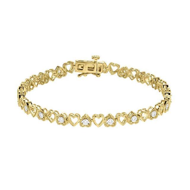 Diamond Brilliance 1/4 Carat T.W. Lab-Created Diamond Heart Bracelet, Womens Gold Tone Product Image