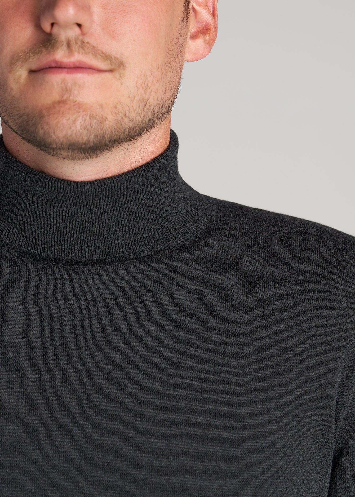 Men's Tall Turtleneck Sweater in Charcoal Mix Male Product Image