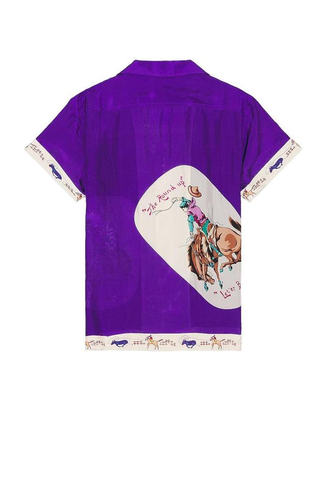 BODE Round Up Short Sleeve Shirt in Purple Product Image