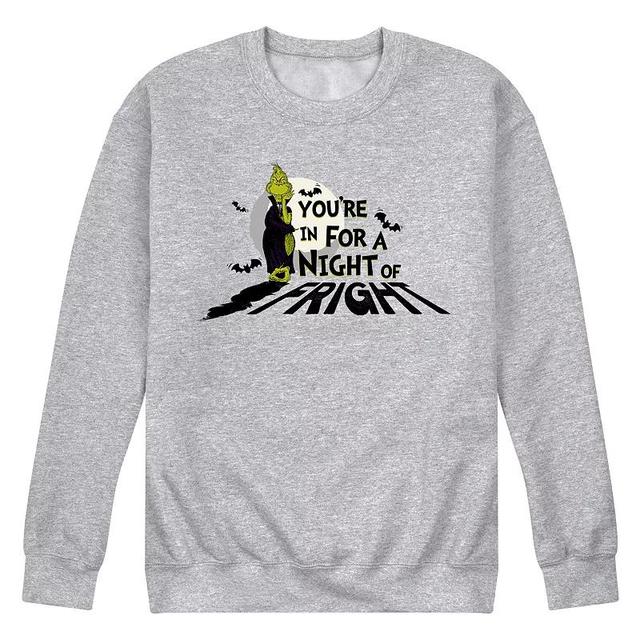 Mens Dr. Seuss Grinch Youre In For A Night Fleece Sweatshirt Grey Gray Product Image