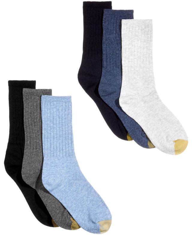 Womens GOLDTOE 6-pack Ribbed Crew Socks Product Image