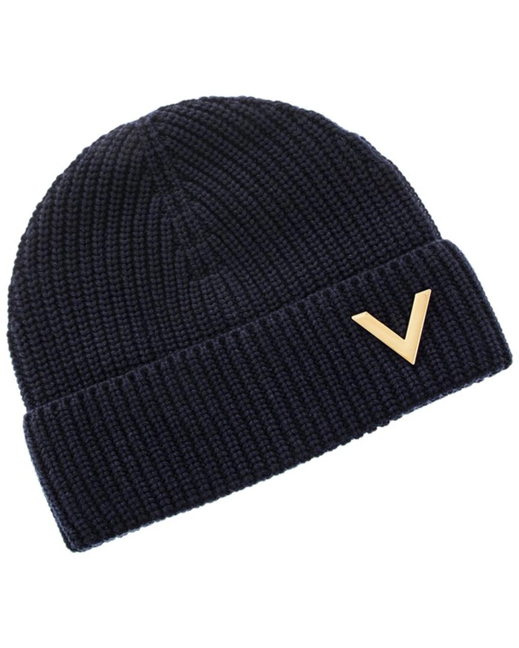 Vlogo Cashmere Beanie In Blue Product Image