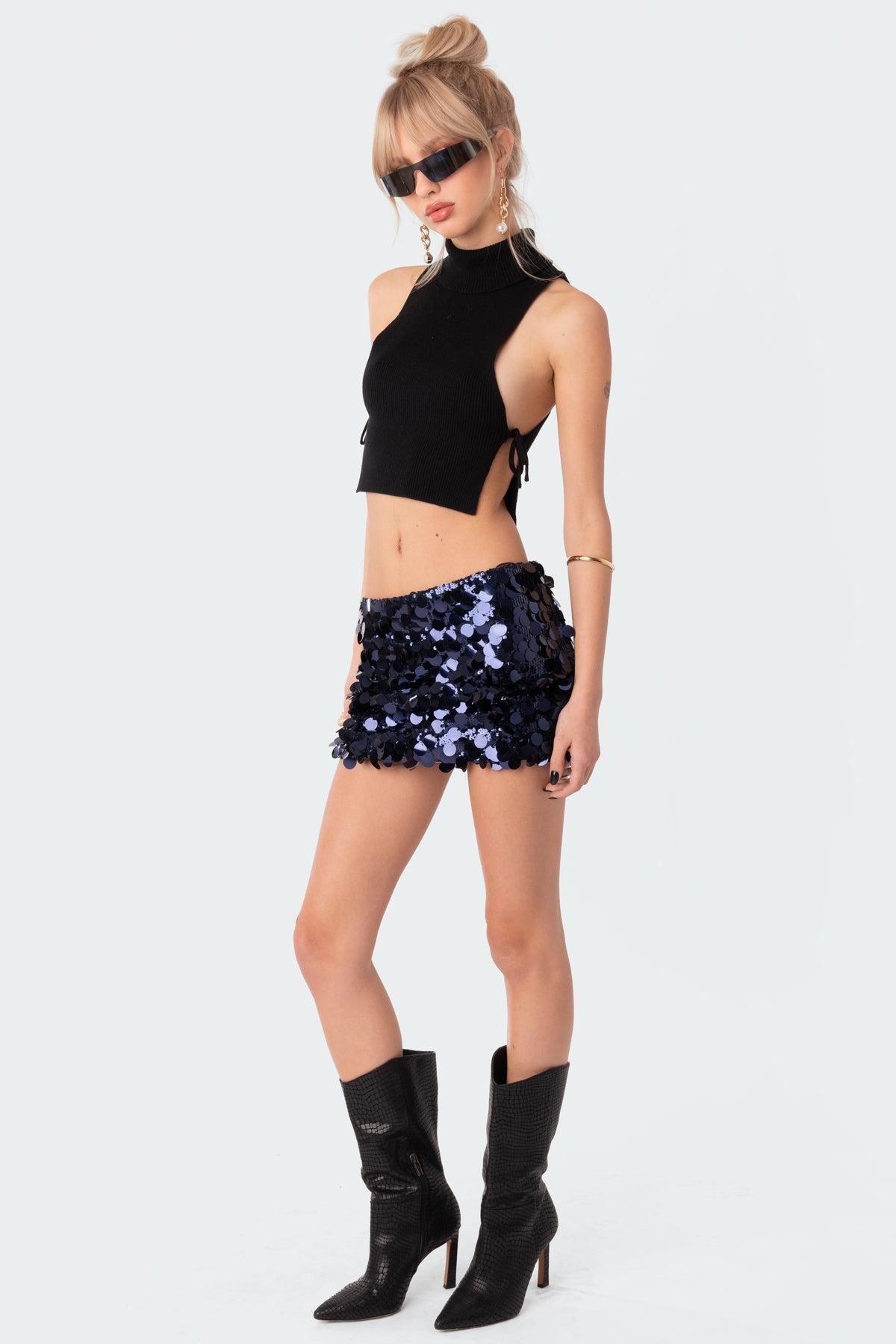 Sabina Low-Rise Sequin Mini Skirt Product Image