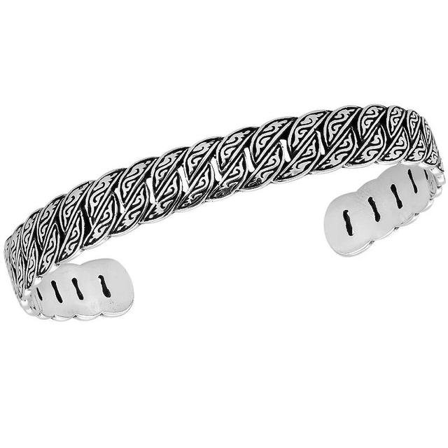 Menster Mens Sterling Silver Oxidized Curb Cuff Bangle Bracelet Product Image