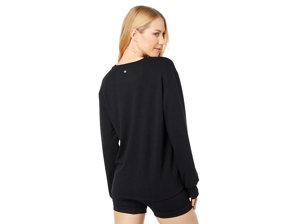 THRIVE SOCIETE Rib Crew Slit Sweatshirt Women's Sweatshirt Product Image