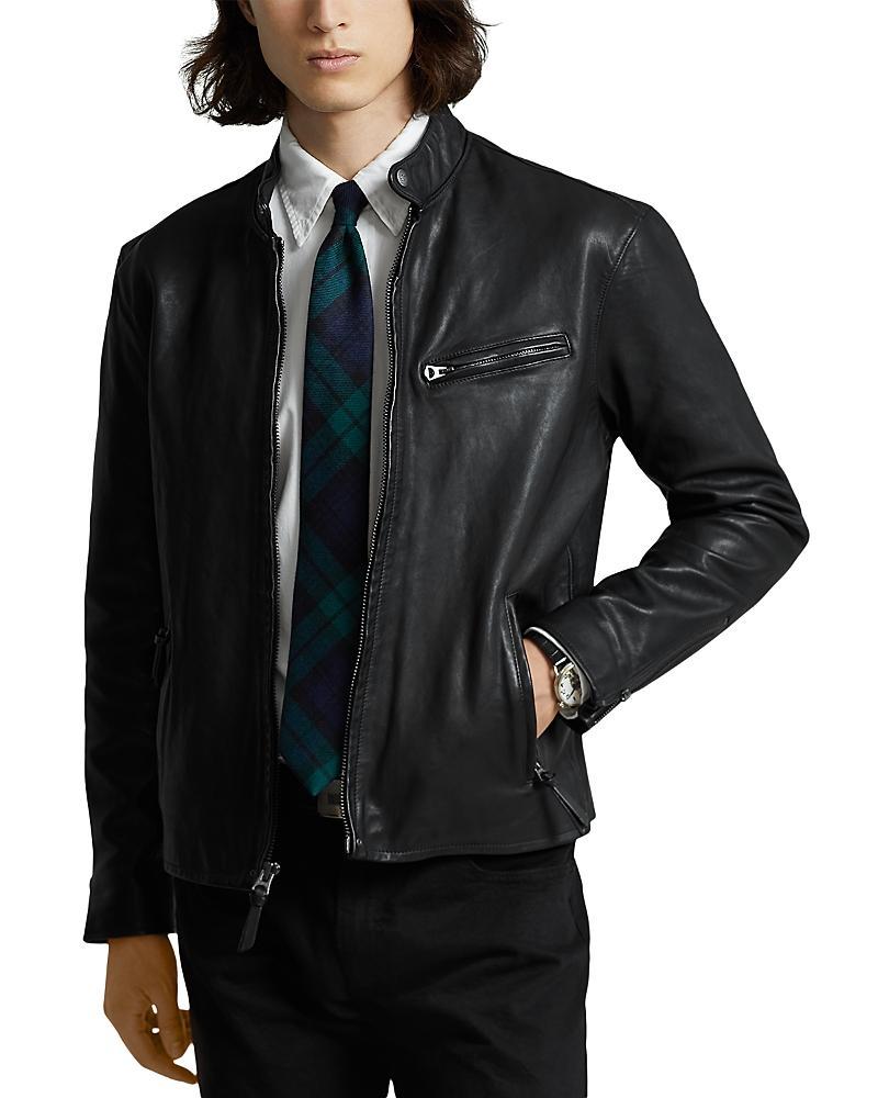 Polo Ralph Lauren Lambskin Leather Cafe Racer Jacket Product Image