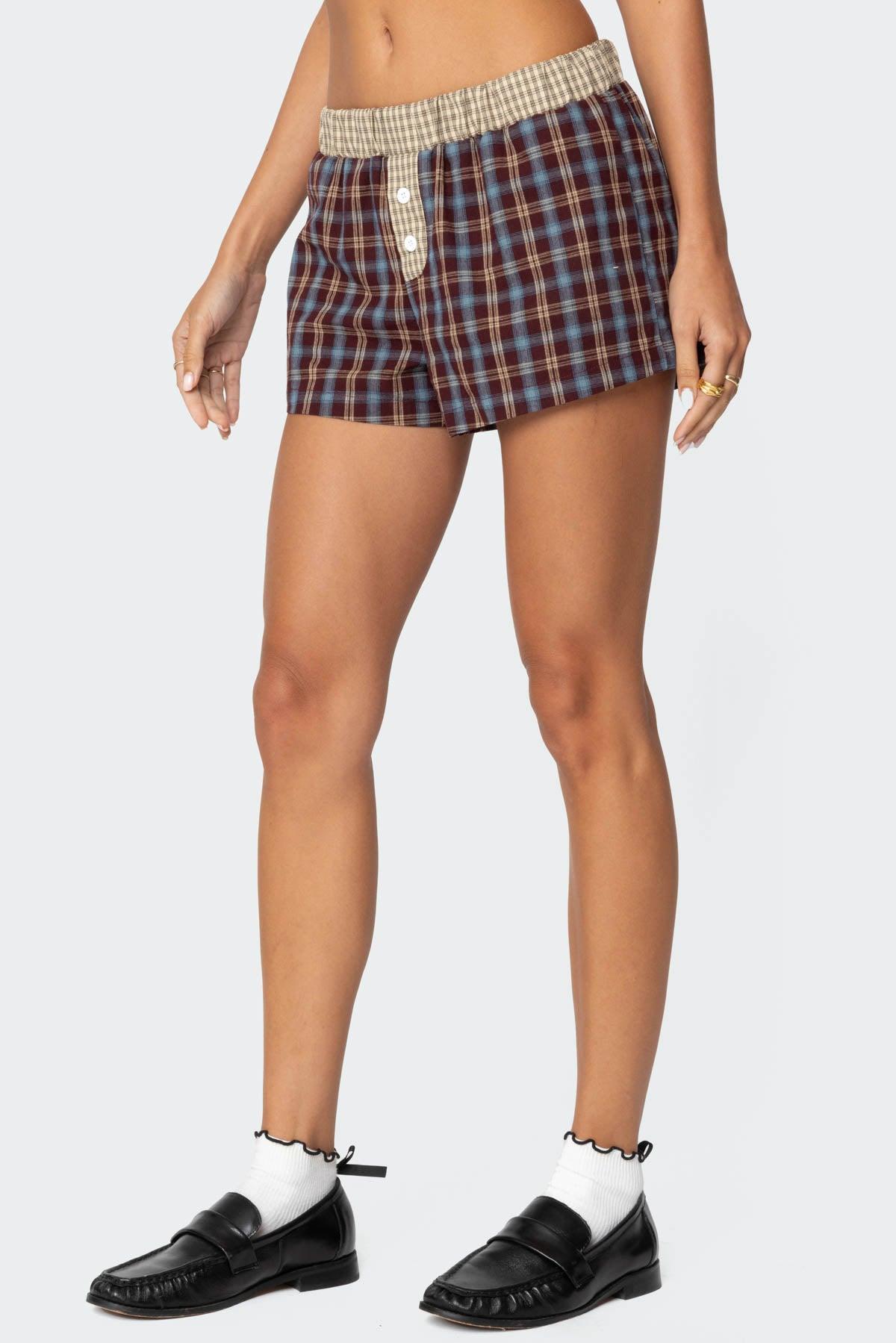 Mixed Plaid Boxer Shorts Product Image