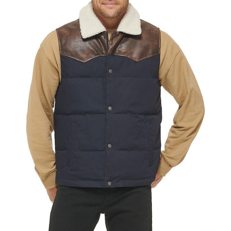 Mens Levis Out West Mixed Media Vest Blue Product Image