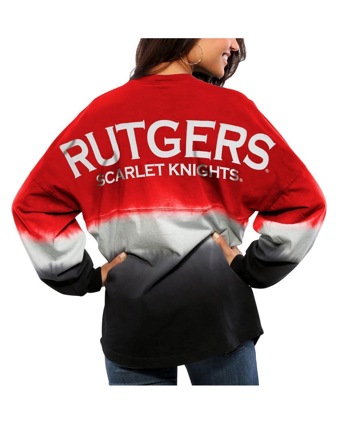 Womens Scarlet Rutgers Scarlet Knights Ombre Long Sleeve Dip-Dyed Spirit Jersey Product Image