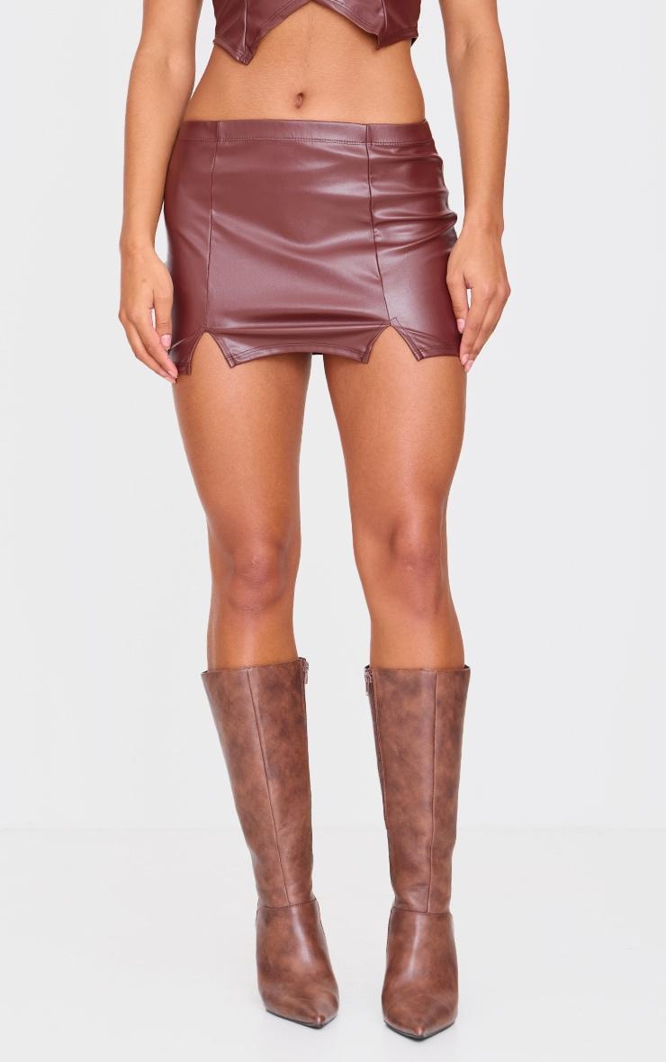 Chocolate Faux Leather Micro Mini Skirt Product Image