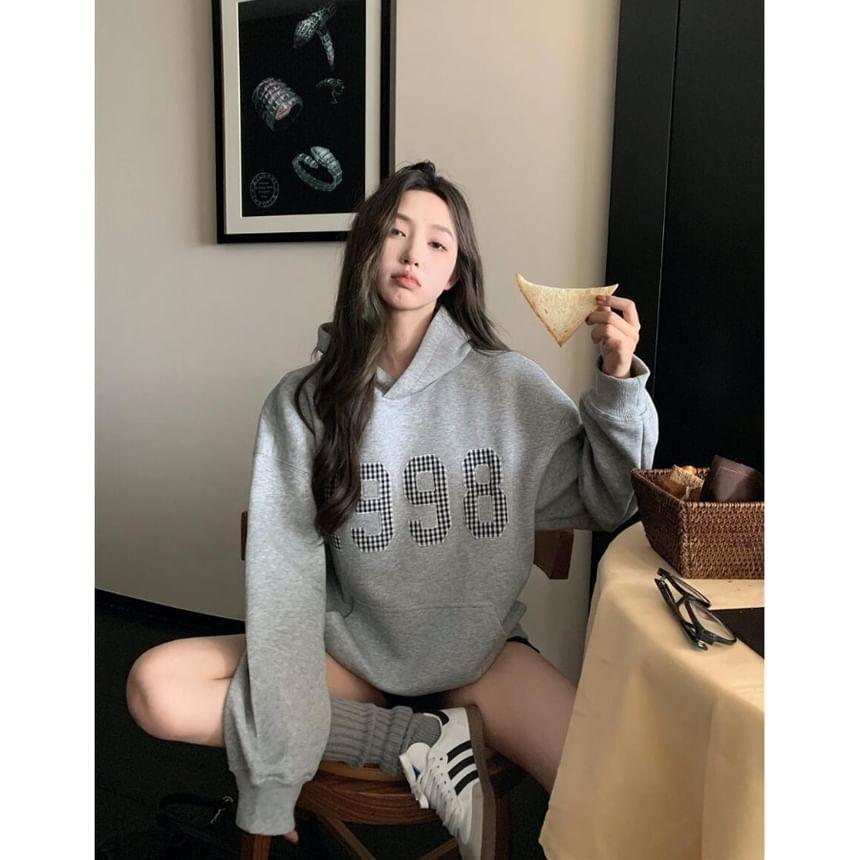 Drop Shoulder Numbering Oversized Hoodie Product Image