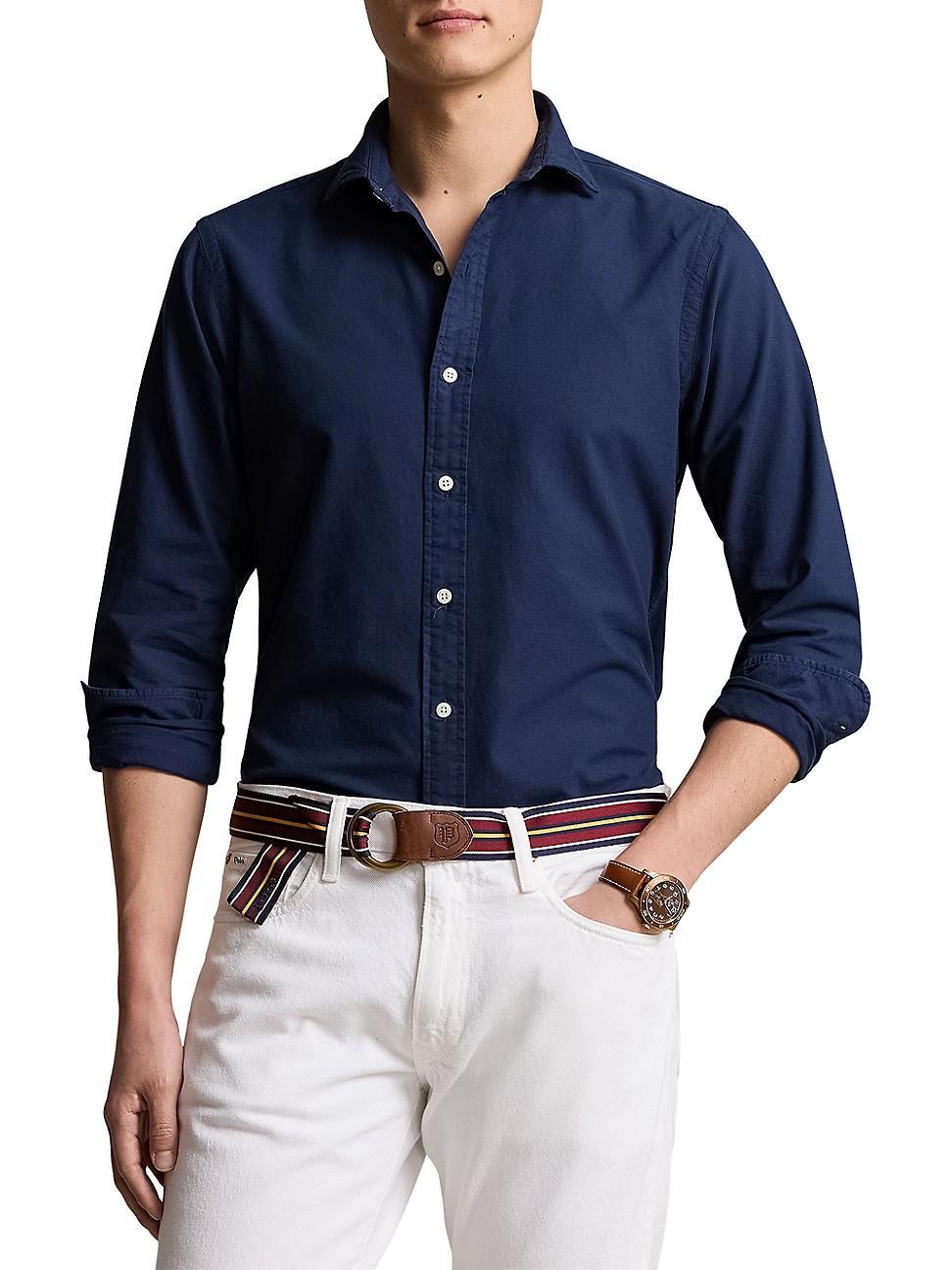 Mens Cotton Button-Front Shirt Product Image