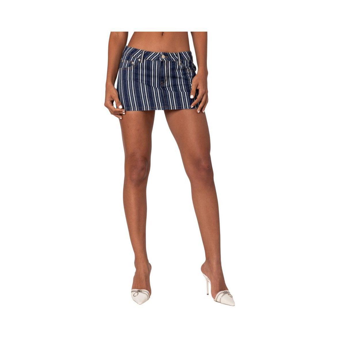 Edikted Womens Inez Striped Denim Mini Skirt Product Image