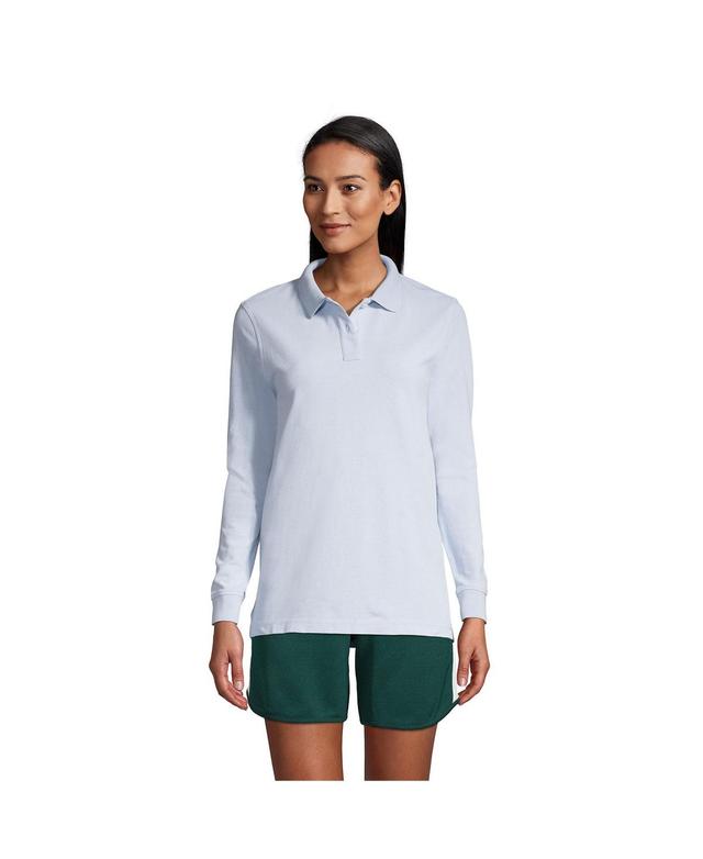 Womens Lands End School Uniform Long Sleeve Mesh Polo Shirt Product Image