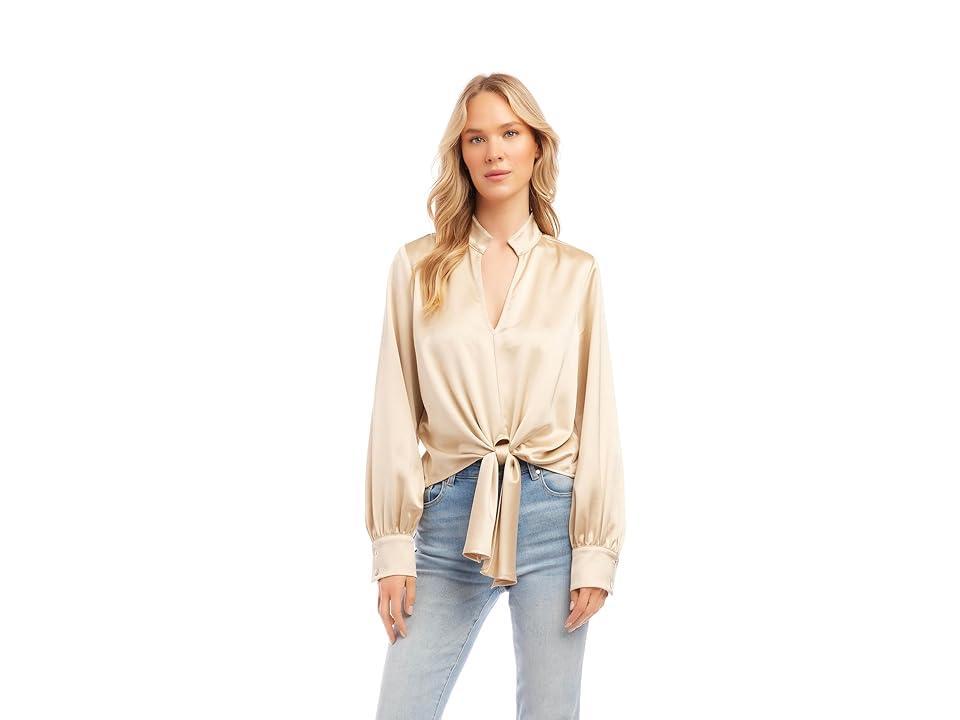 Karen Kane Tie Front Satin Top Product Image