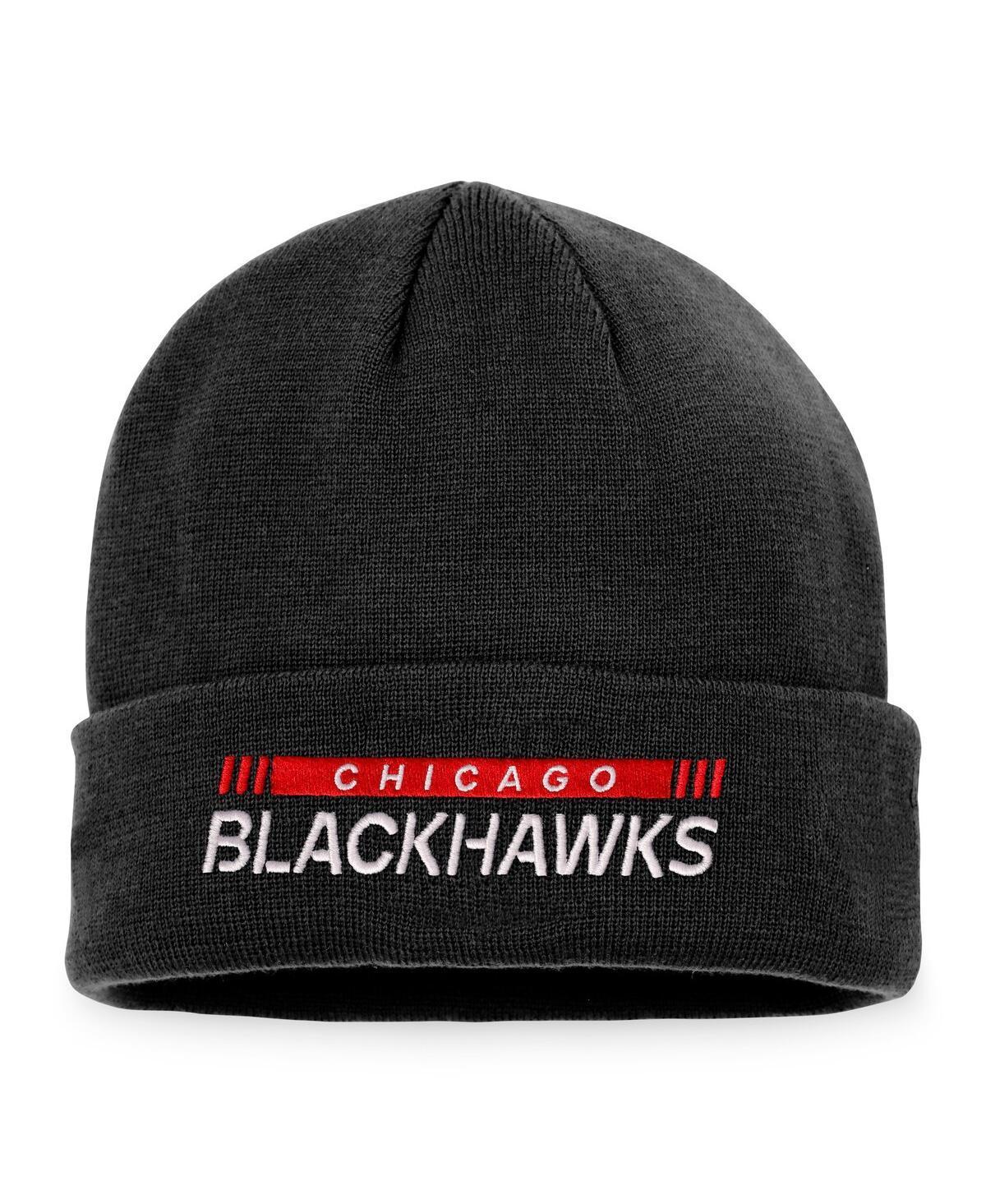 Mens Fanatics Black Chicago Blackhawks Authentic Pro Rink Cuffed Knit Hat Product Image