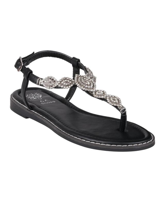 Gc Shoes Womens Cali Embellished T Strap Flat Sandals Product Image