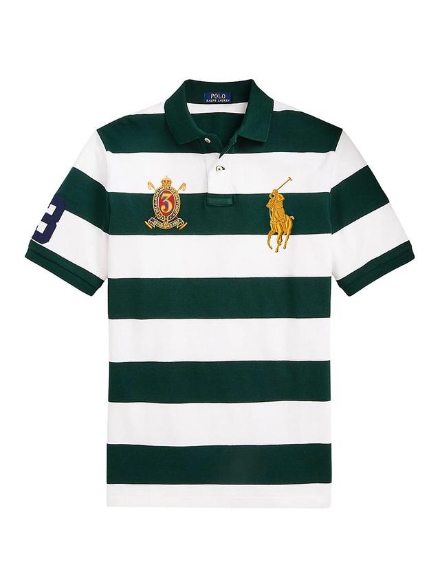 Mens Striped Cotton Polo Shirt Product Image