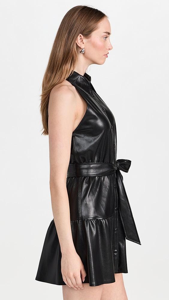 alice + olivia Miranda Vegan Leather Tiered Mini Dress | Shopbop Product Image